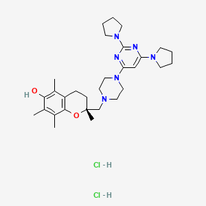 molecular formula C30H46Cl2N6O2 B1682668 (2R)-2-[[4-(2,6-dipyrrolidin-1-ylpyrimidin-4-yl)piperazin-1-yl]methyl]-2,5,7,8-tetramethyl-3,4-dihydrochromen-6-ol;dihydrochloride CAS No. 137018-55-4
