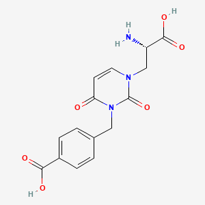 molecular formula C15H15N3O6 B1682674 (S)-4-((3-(2-氨基-2-羧乙基)-2,6-二氧代-2,3-二氢嘧啶-1(6H)-基)甲基)苯甲酸 CAS No. 544697-47-4
