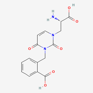 molecular formula C15H15N3O6 B1682675 (S)-1-(2-Amino-2-carboxyethyl)-3-(2-carboxybenzyl)pyrimidine-2,4-dione CAS No. 745055-91-8