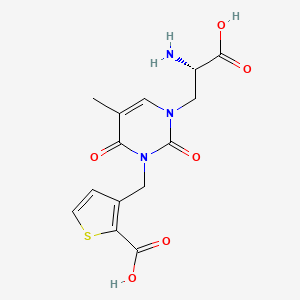 molecular formula C14H15N3O6S B1682676 (S)-1-(2-Amino-2-carboxyethyl)-3(2-carboxythiophene-3-YL-methyl)-5-methylpyrimidine-2,4-dione CAS No. 902464-46-4