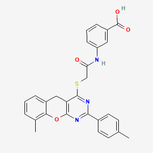 3-[({[9-methyl-2-(4-methylphenyl)-5H-chromeno[2,3-d]pyrimidin-4-yl]thio}acetyl)amino]benzoic acid