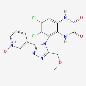molecular formula C17H12Cl2N6O4 B1682693 (-)-6,7-Dichloro-5-(3-methoxymethyl-5-(1-oxidopyridin-3-yl)-4H-1,2,4-triazol-4-yl)-2,3(1H,4H)-quinoxalinedione CAS No. 212710-78-6
