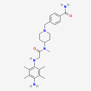 4-((4-(2-((4-amino-2,3,5,6-tetramethylphenyl)amino)-N-methylacetamido)piperidin-1-yl)methyl)benzamide