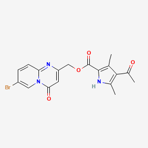 molecular formula C18H16BrN3O4 B1682731 (7-bromo-4-oxopyrido[1,2-a]pyrimidin-2-yl)methyl 4-acetyl-3,5-dimethyl-1H-pyrrole-2-carboxylate CAS No. 852838-07-4