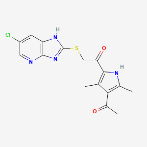 molecular formula C16H15ClN4O2S B1682732 1-(4-acetyl-3,5-dimethyl-1H-pyrrol-2-yl)-2-[(6-chloro-1H-imidazo[4,5-b]pyridin-2-yl)sulfanyl]ethanone CAS No. 931664-41-4