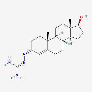 molecular formula C20H32N4O B1682749 Androst-4-en-3-one, 17-hydroxy-, (aminoiminomethyl)hydrazone, (17beta)- CAS No. 18282-09-2