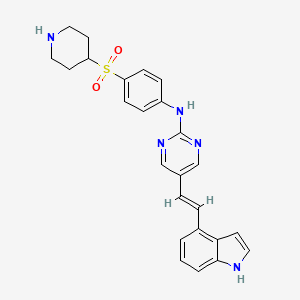 molecular formula C25H25N5O2S B1682780 (E)-5-(2-(1H-indol-4-yl)vinyl)-N-(4-(piperidin-4-ylsulfonyl)phenyl)pyrimidin-2-amine CAS No. 937013-83-7