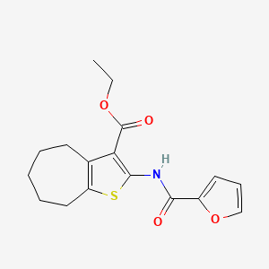molecular formula C17H19NO4S B1682781 ethyl 2-(furan-2-carboxamido)-5,6,7,8-tetrahydro-4H-cyclohepta[b]thiophene-3-carboxylate CAS No. 301322-12-3