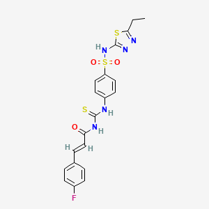 (E)-N-[[4-[(5-ethyl-1,3,4-thiadiazol-2-yl)sulfamoyl]phenyl]carbamothioyl]-3-(4-fluorophenyl)prop-2-enamide