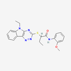 molecular formula C22H23N5O2S B1682839 2-(5-ethyl-5H-[1,2,4]triazino[5,6-b]indol-3-ylthio)-N-(2-methoxyphenyl)butanamide CAS No. 522650-83-5