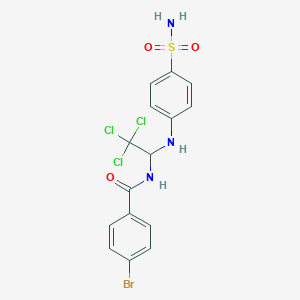 molecular formula C15H13BrCl3N3O3S B1682852 4-bromo-N-[2,2,2-trichloro-1-(4-sulfamoylanilino)ethyl]benzamide CAS No. 257612-36-5