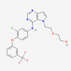 molecular formula C23H20ClF3N4O3 B1682855 2-(2-(4-((3-chloro-4-(3-(trifluoromethyl)phenoxy)phenyl)amino)-5H-pyrrolo[3,2-d]pyrimidin-5-yl)ethoxy)ethan-1-ol CAS No. 871026-18-5
