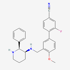 3-fluoro-4-[4-methoxy-3-[[[(2S,3S)-2-phenylpiperidin-3-yl]amino]methyl]phenyl]benzonitrile