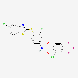 2-chloro-N-{3-chloro-4-[(5-chloro-1,3-benzothiazol-2-yl)sulfanyl]phenyl}-4-(trifluoromethyl)benzenesulfonamide