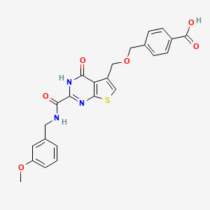 B1682871 4-[[2-[(3-Methoxyphenyl)methylcarbamoyl]-4-oxo-3H-thieno[2,3-d]pyrimidin-5-yl]methoxymethyl]benzoic acid CAS No. 869296-13-9
