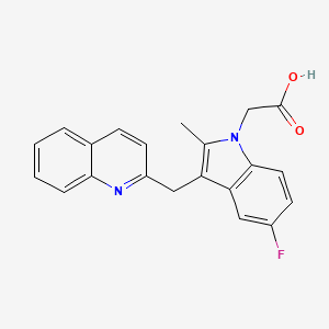 molecular formula C21H17FN2O2 B1682908 2-(5-fluoro-2-methyl-3-(quinolin-2-ylmethyl)-1H-indol-1-yl)acetic acid CAS No. 851723-84-7