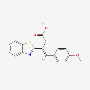 molecular formula C18H15NO3S B1682915 3-(1,3-benzothiazol-2-yl)-4-(4-methoxyphenyl)but-3-enoic acid CAS No. 748786-57-4