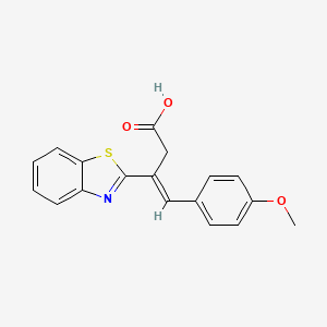 molecular formula C18H15NO3S B1682915 (E)-3-(1,3-benzothiazol-2-yl)-4-(4-methoxyphenyl)but-3-enoic acid CAS No. 748786-57-4