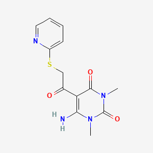 6-Amino-1,3-dimethyl-5-(2-pyridin-2-ylsulfanylacetyl)pyrimidine-2,4-dione