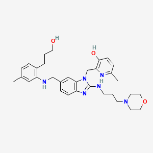 molecular formula C32H42N6O3 B1682921 2-[[6-[[[2-(3-羟丙基)-5-甲基苯基]氨基]甲基]-2-[[3-(4-吗啉基)丙基]氨基]-1h-苯并咪唑-1-基]甲基]-6-甲基-3-吡啶醇 CAS No. 857066-90-1