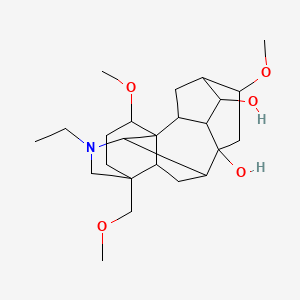 molecular formula C24H39NO5 B1682923 (1R,2R,3R,4S,5S,6S,8S,9S,10R,13S,16S,17R)-11-ethyl-6,16-dimethoxy-13-(methoxymethyl)-11-azahexacyclo[7.7.2.12,5.01,10.03,8.013,17]nonadecane-4,8-diol CAS No. 20501-56-8