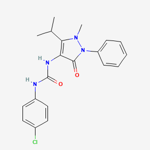 molecular formula C20H21ClN4O2 B1682946 3-(4-Chlorophenyl)-1-(1-methyl-3-oxo-2-phenyl-5-propan-2-ylpyrazol-4-yl)urea CAS No. 903895-98-7