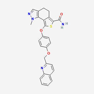 molecular formula C27H22N4O3S B1682959 1-甲基-8-[4-(喹啉-2-基甲氧基)苯氧基]-4,5-二氢噻吩并[3,4-g]吲唑-6-甲酰胺 CAS No. 364762-86-7