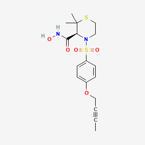 molecular formula C17H22N2O5S2 B1682966 (3S)-4-{[4-(But-2-ynyloxy)phenyl]sulfonyl}-N-hydroxy-2,2-dimethylthiomorpholine-3-carboxamide CAS No. 287403-39-8