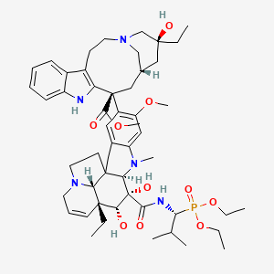 B1683059 Methyl (13S,15S,17S)-13-[(9R,10S,11R,12R,19R)-10-[[(1R)-1-diethoxyphosphoryl-2-methylpropyl]carbamoyl]-12-ethyl-10,11-dihydroxy-5-methoxy-8-methyl-8,16-diazapentacyclo[10.6.1.01,9.02,7.016,19]nonadeca-2,4,6,13-tetraen-4-yl]-17-ethyl-17-hydroxy-1,11-diazatetracyclo[13.3.1.04,12.05,10]nonadeca-4(12),5,7,9-tetraene-13-carboxylate CAS No. 123286-00-0
