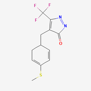 B1683076 4-[(4-Methylsulfanylcyclohexa-2,4-dien-1-yl)methyl]-5-(trifluoromethyl)pyrazol-3-one CAS No. 152595-59-0