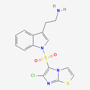 molecular formula C15H13ClN4O2S2 B1683081 2-(1-((6-Chloroimidazo(2,1-b)(1,3)thiazol-5-yl)sulfonyl)-1H-indol-3-yl)ethylamine CAS No. 554403-49-5