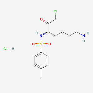 molecular formula C14H22Cl2N2O3S B1683191 (S)-N-(7-Amino-1-chloro-2-oxoheptan-3-yl)-4-methylbenzenesulfonamide hydrochloride CAS No. 4272-74-6