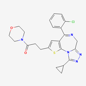 molecular formula C24H24ClN5O2S B1683291 Morpholine, 4-(3-(4-(2-chlorophenyl)-9-cyclopropyl-6H-thieno(3,2-f)(1,2,4)triazolo(4,3-a)(1,4)diazepin-2-yl)-1-oxopropyl)- CAS No. 105219-59-8