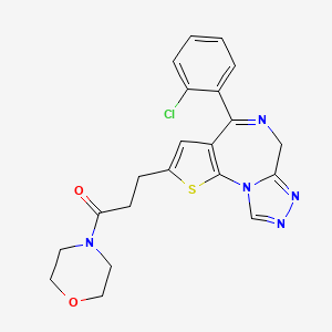molecular formula C21H20ClN5O2S B1683292 Morpholine, 4-(3-(4-(2-chlorophenyl)-6H-thieno(3,2-f)(1,2,4)triazolo(4,3-a)(1,4)diazepin-2-yl)-1-oxopropyl)- CAS No. 105219-69-0