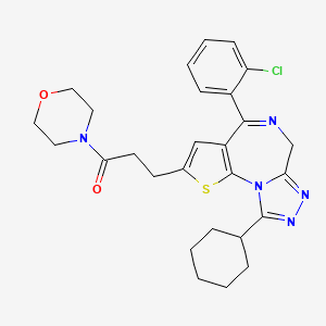 molecular formula C27H30ClN5O2S B1683293 3-(4-(2-Chlorophenyl)-9-cyclohexyl-6H-thieno(3,2-f)(1,2,4)triazolo(4,3-a)(1,4)diazepine-2-yl)-1-(4-morpholinyl)-1-propanone CAS No. 124672-93-1