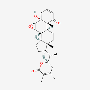 molecular formula C28H38O5 B1683311 15-[1-(4,5-dimethyl-6-oxo-2,3-dihydropyran-2-yl)ethyl]-5-hydroxy-10,14-dimethyl-3-oxapentacyclo[9.7.0.02,4.05,10.014,18]octadec-7-en-9-one CAS No. 56973-41-2