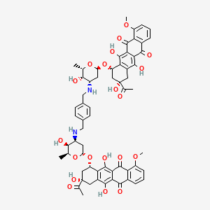 molecular formula C62H64N2O20 B1683324 (7S,9S)-9-acetyl-7-[(2R,4S,5S,6S)-4-[[4-[[[(2S,3S,4S,6R)-6-[[(1S,3S)-3-acetyl-3,5,12-trihydroxy-10-methoxy-6,11-dioxo-2,4-dihydro-1H-tetracen-1-yl]oxy]-3-hydroxy-2-methyloxan-4-yl]amino]methyl]phenyl]methylamino]-5-hydroxy-6-methyloxan-2-yl]oxy-6,9,11-trihydroxy-4-methoxy-8,10-dihydro-7H-tetracene-5,12-dione CAS No. 186131-38-4