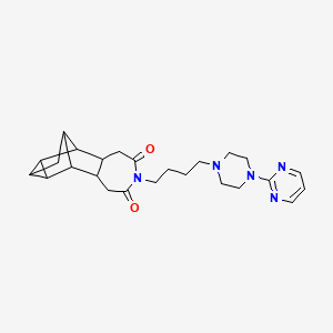 molecular formula C25H33N5O2 B1683330 3-(4-(4-(pyrimidin-2-yl)piperazin-1-yl)butyl)decahydro-2H-6,7,9-(epimethanetriyl)pentaleno[1,2-d]azepine-2,4(3H)-dione CAS No. 132501-11-2