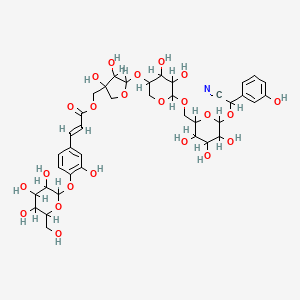molecular formula C39H49NO23 B1683337 Benzeneacetonitrile, alpha-[[O-5-O-[(2E)-3-[4-(beta-D-glucopyranosyloxy)-3-hydroxyphenyl]-1-oxo-2-propenyl]-D-apio-beta-D-furanosyl-(1-->4)-O-beta-D-xylopyranosyl-(1-->6)-beta-D-glucopyranosyl]oxy]-3-hydroxy-, (alphaS)- CAS No. 129761-12-2