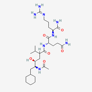(2S)-2-[[(4S,5S)-5-acetamido-6-cyclohexyl-4-hydroxy-2-propan-2-ylhexanoyl]amino]-N-[(2S)-1-amino-5-(diaminomethylideneamino)-1-oxopentan-2-yl]pentanediamide