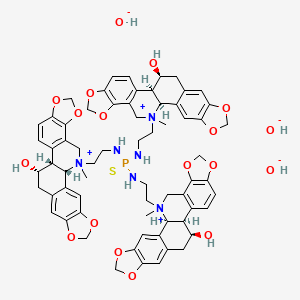 molecular formula C66H73N6O16PS+2 B1683387 (1S,12S,13R)-24-[2-[bis[2-[(1S,12S,13R)-12-hydroxy-24-methyl-5,7,18,20-tetraoxa-24-azoniahexacyclo[11.11.0.02,10.04,8.014,22.017,21]tetracosa-2,4(8),9,14(22),15,17(21)-hexaen-24-yl]ethylamino]phosphinothioylamino]ethyl]-24-methyl-5,7,18,20-tetraoxa-24-azoniahexacyclo[11.11.0.02,10.04,8.014,22.017,21]tetracosa-2,4(8),9,14(22),15,17(21)-hexaen-12-ol;hydroxide CAS No. 138069-52-0