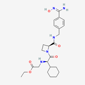molecular formula C24H35N5O5 B1683401 ethyl 2-[[(1R)-1-cyclohexyl-2-[(2S)-2-[[4-[(E)-N'-hydroxycarbamimidoyl]phenyl]methylcarbamoyl]azetidin-1-yl]-2-oxoethyl]amino]acetate CAS No. 192939-46-1