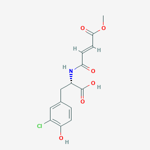 molecular formula C14H14ClNO6 B1683422 3-Chloro-N-[(2e)-4-Methoxy-4-Oxobut-2-Enoyl]-L-Tyrosine CAS No. 852690-88-1