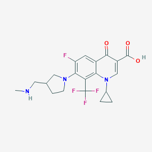 molecular formula C20H21F4N3O3 B168344 1-Cyclopropyl-6-fluoro-7-[3-(methylaminomethyl)pyrrolidin-1-yl]-4-oxo-8-(trifluoromethyl)quinoline-3-carboxylic acid CAS No. 118829-06-4