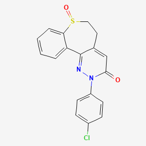 molecular formula C18H13ClN2O2S B1683440 (1)Benzothiepino(5,4-c)pyridazin-3(2H)-one, 2-(4-chlorophenyl)-5,6-dihydro-, 7-oxide CAS No. 118288-67-8