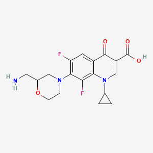 molecular formula C18H19F2N3O4 B1683442 7-(2-Aminomethylmorpholino)-1-cyclopropyl-6,8-difluoro-1,4-dihydro-4-oxo-3-quinolinecarboxylic acid CAS No. 143375-60-4