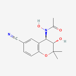 molecular formula C14H16N2O4 B1683443 N-[(3S,4R)-6-Cyano-3,4-dihydro-3-hydroxy-2,2-dimethyl-2H-1-benzopyran-4-YL]-N-hydroxyacetamide CAS No. 127408-31-5