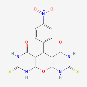 2,8-Dimercapto-5-(4-nitro-phenyl)-5H-pyrano(2,3-d;6,5-d)dipyrimidine-4,6-diol