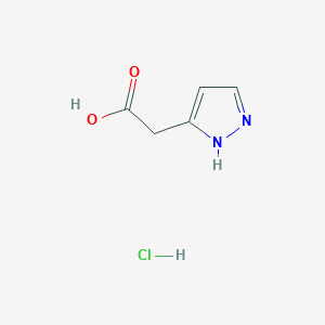 molecular formula C5H7ClN2O2 B168347 2-(1H-Pyrazol-3-yl)acetic acid hydrochloride CAS No. 118054-57-2