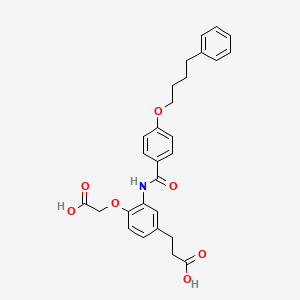 molecular formula C28H29NO7 B1683491 3-(4-Carboxymethoxy-3-(4-(4-phenylbutoxy)benzamido)phenyl)propionic acid CAS No. 108806-41-3